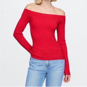 💫FINAL SALE ASOS red ribbed off the shoulder long sleeve top